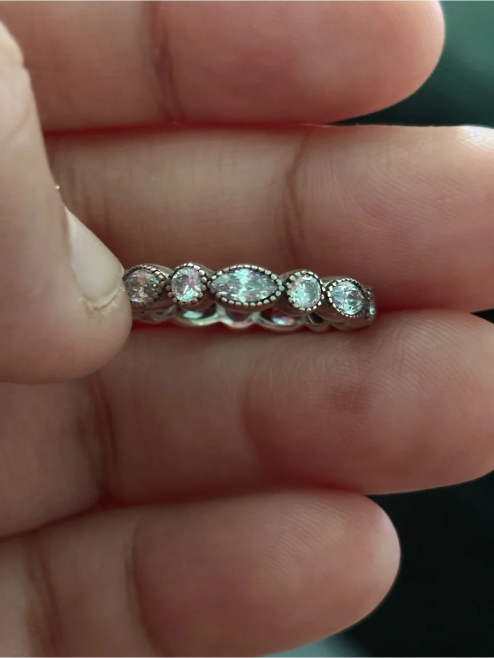 Pandora Silver Marquise & Round Clear Stone Ring